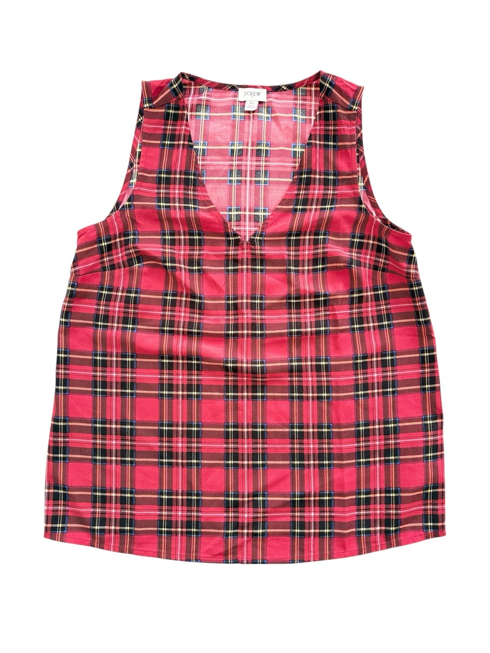 J.Crew Red Plaid V-Neck Sleeveless Top